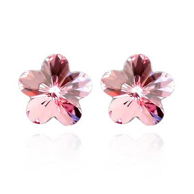 1 cm madingi paprasti krištoliniai kubiniai penkių žiedlapių gėlė Elegantiški auskarai su segtukais moterims Žavingi madingi papuošalai krištolinė gėlė