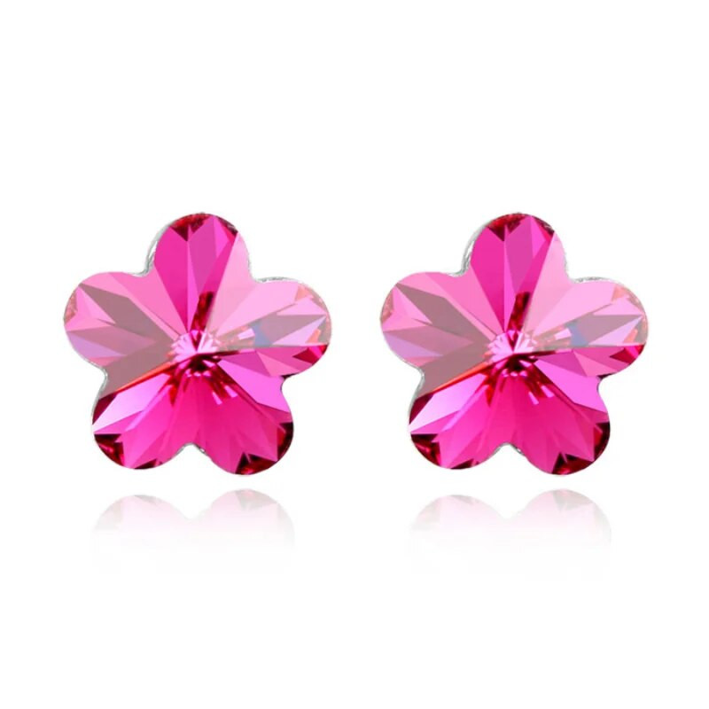 1 cm madingi paprasti krištoliniai kubiniai penkių žiedlapių gėlė Elegantiški auskarai su segtukais moterims Žavingi madingi papuošalai krištolinė gėlė