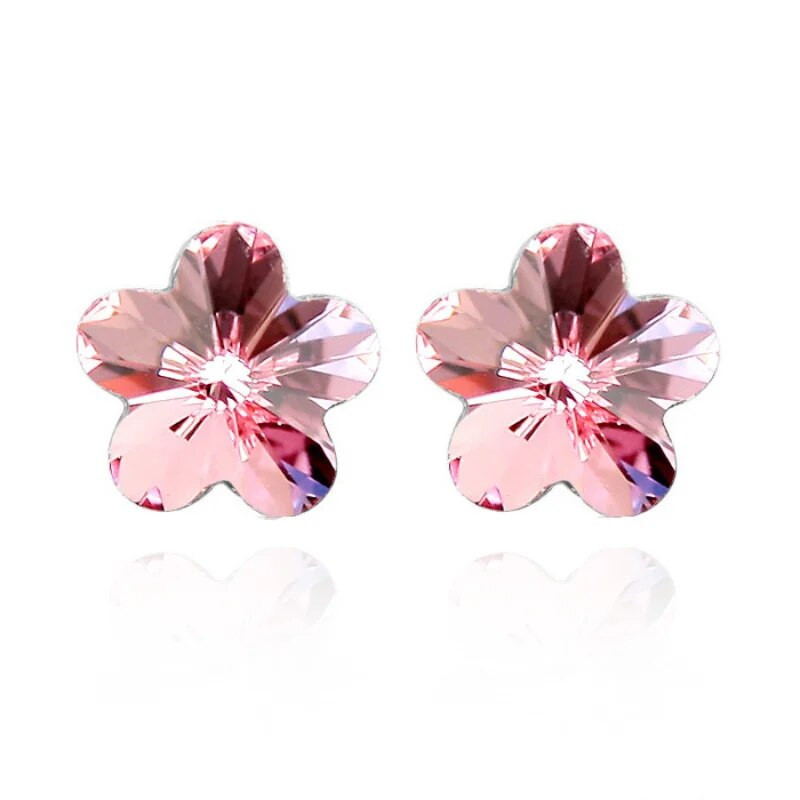 1 cm madingi paprasti krištoliniai kubiniai penkių žiedlapių gėlė Elegantiški auskarai su segtukais moterims Žavingi madingi papuošalai krištolinė gėlė