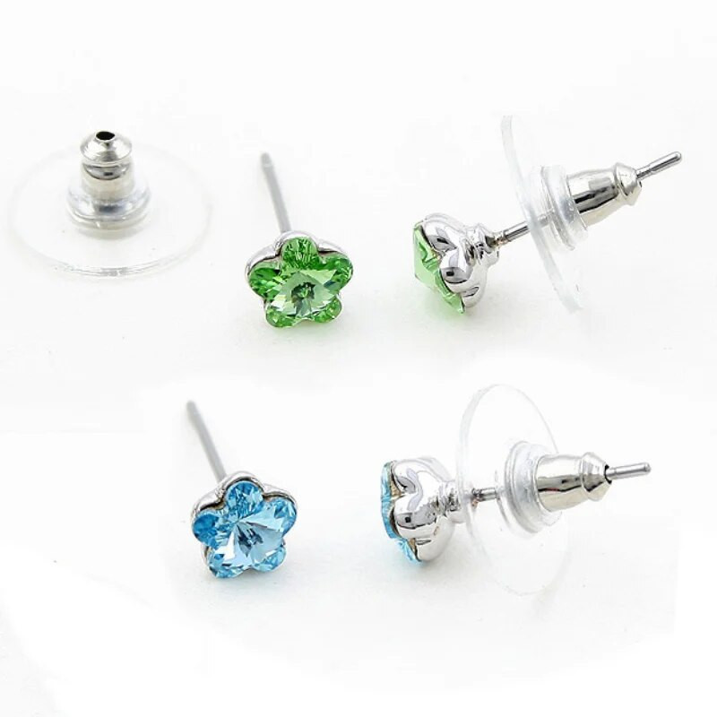 1 cm madingi paprasti krištoliniai kubiniai penkių žiedlapių gėlė Elegantiški auskarai su segtukais moterims Žavingi madingi papuošalai krištolinė gėlė