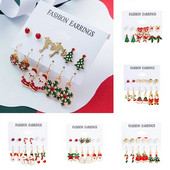 6 pár karácsonyi csepp fülbevaló női lányoknak karácsonyfa Mikulás hóember lógó fülbevaló nyilatkozat ékszer lányoknak