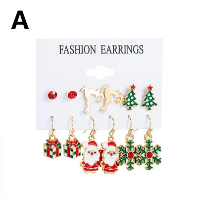 6 pár karácsonyi csepp fülbevaló női lányoknak karácsonyfa Mikulás hóember lógó fülbevaló nyilatkozat ékszer lányoknak