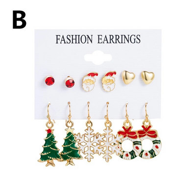 6 pár karácsonyi csepp fülbevaló női lányoknak karácsonyfa Mikulás hóember lógó fülbevaló nyilatkozat ékszer lányoknak