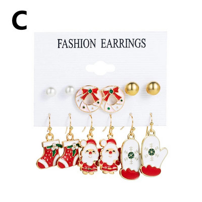 6 pár karácsonyi csepp fülbevaló női lányoknak karácsonyfa Mikulás hóember lógó fülbevaló nyilatkozat ékszer lányoknak