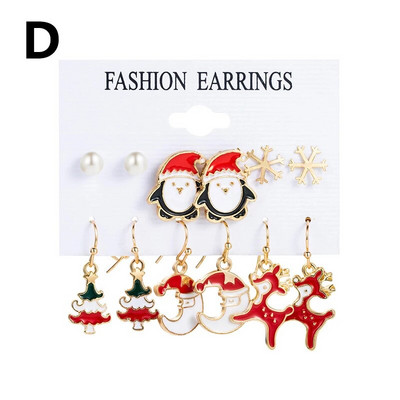 6 pár karácsonyi csepp fülbevaló női lányoknak karácsonyfa Mikulás hóember lógó fülbevaló nyilatkozat ékszer lányoknak