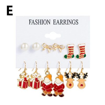 6 pár karácsonyi csepp fülbevaló női lányoknak karácsonyfa Mikulás hóember lógó fülbevaló nyilatkozat ékszer lányoknak