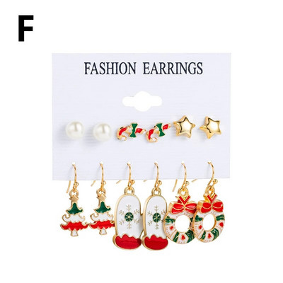 6 pár karácsonyi csepp fülbevaló női lányoknak karácsonyfa Mikulás hóember lógó fülbevaló nyilatkozat ékszer lányoknak