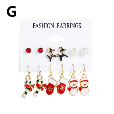 6 pár karácsonyi csepp fülbevaló női lányoknak karácsonyfa Mikulás hóember lógó fülbevaló nyilatkozat ékszer lányoknak