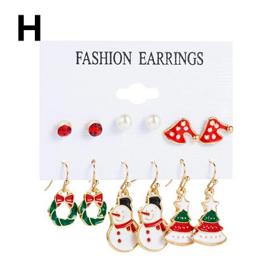 6 pár karácsonyi csepp fülbevaló női lányoknak karácsonyfa Mikulás hóember lógó fülbevaló nyilatkozat ékszer lányoknak