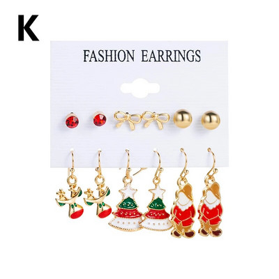 6 pár karácsonyi csepp fülbevaló női lányoknak karácsonyfa Mikulás hóember lógó fülbevaló nyilatkozat ékszer lányoknak