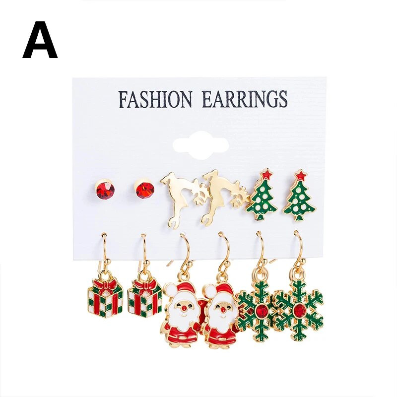 6 pár karácsonyi csepp fülbevaló női lányoknak karácsonyfa Mikulás hóember lógó fülbevaló nyilatkozat ékszer lányoknak