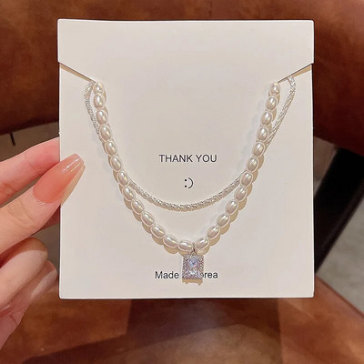 JWER luxus gyöngy strasszos nyaklánc Choker nyaklánc Penadnt lánc Bling nyaklánc Valentin napi koszorúslány ajándék esküvői ékszer