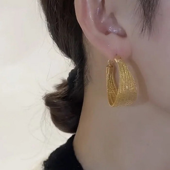 Χρυσό χρώμα Υπερβολικό μέταλλο γεωμετρικά μεγάλα σκουλαρίκια για γυναίκες Απλή προσωπικότητα Σκουλαρίκια μόδας Κοσμήματα γάμου Δώρο γενεθλίων