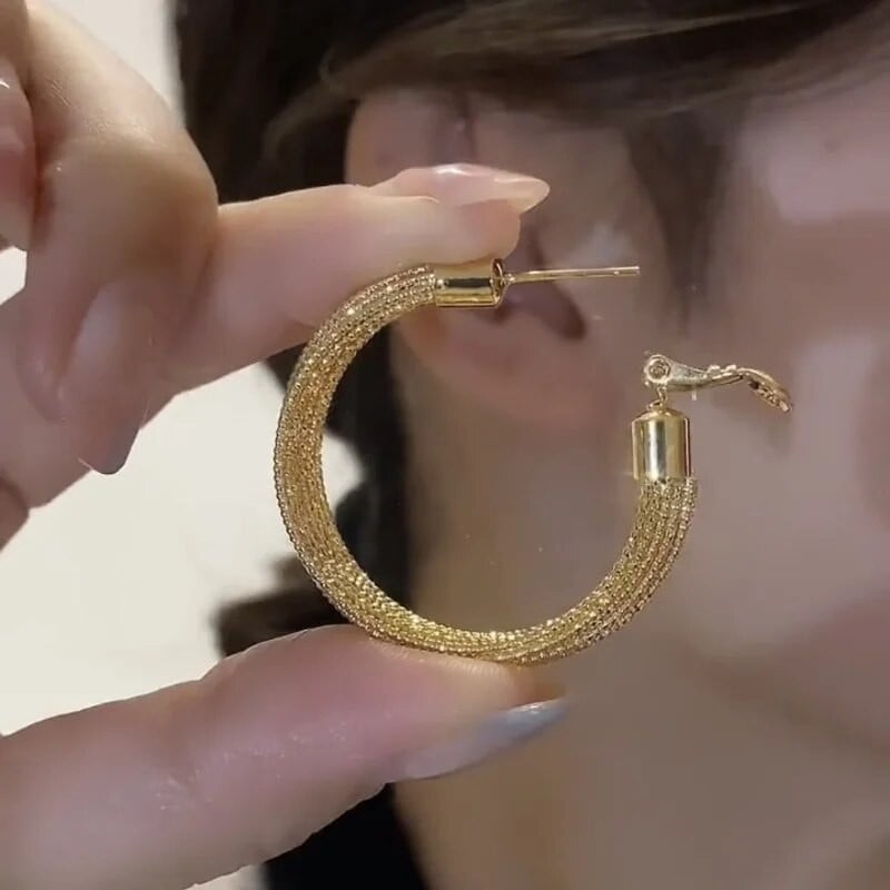 Auksinės spalvos perdėto metalo geometriniai dideli auskarai moterims Paprastos asmenybės mados auskarai Vestuviniai papuošalai Gimtadienio dovana