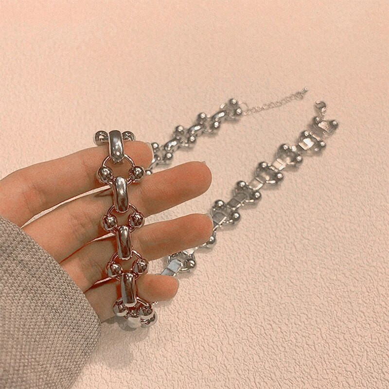 SRCOI Sweet Cool Punk Bone Stick formas ķēde Choker kaklarota Hip Hop atslēgas kaula ķēde ar bumbiņām kaklarota sievietēm vīriešiem rotaslietas