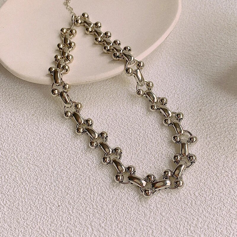 SRCOI Sweet Cool Punk Bone Stick formas ķēde Choker kaklarota Hip Hop atslēgas kaula ķēde ar bumbiņām kaklarota sievietēm vīriešiem rotaslietas