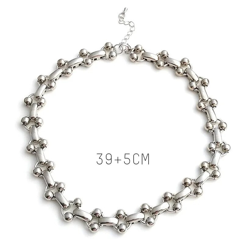 SRCOI Sweet Cool Punk Bone Stick formas ķēde Choker kaklarota Hip Hop atslēgas kaula ķēde ar bumbiņām kaklarota sievietēm vīriešiem rotaslietas