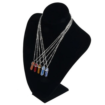 Κρεμαστό κρυστάλλινο κολιέ εξάγωνο κολιέ από φυσική πέτρα Χρυσό χρώμα Δερμάτινο κολιέ με αλυσίδα για γυναίκες Ανδρικά κοσμήματα μόδας