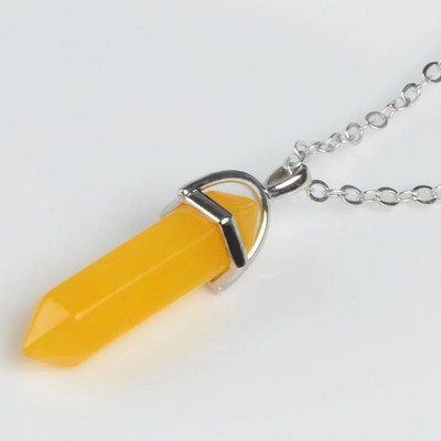 Hatszögletű oszlopos kristály medál természetes kő nyakláncok arany színű bőr lánc nyaklánc nőknek férfi divat ékszerek