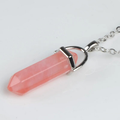 Hatszögletű oszlopos kristály medál természetes kő nyakláncok arany színű bőr lánc nyaklánc nőknek férfi divat ékszerek