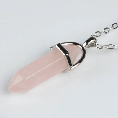 Hatszögletű oszlopos kristály medál természetes kő nyakláncok arany színű bőr lánc nyaklánc nőknek férfi divat ékszerek