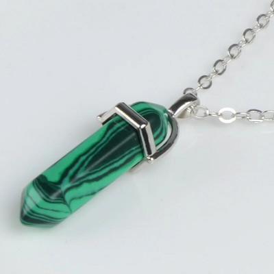 Hatszögletű oszlopos kristály medál természetes kő nyakláncok arany színű bőr lánc nyaklánc nőknek férfi divat ékszerek