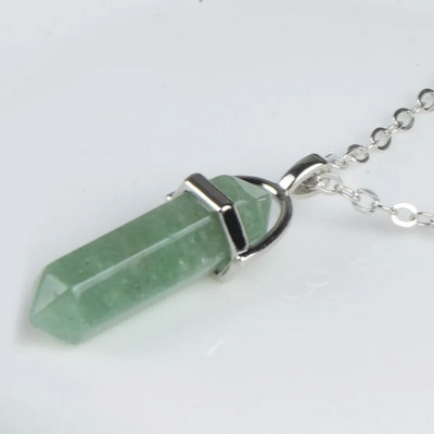 Hatszögletű oszlopos kristály medál természetes kő nyakláncok arany színű bőr lánc nyaklánc nőknek férfi divat ékszerek