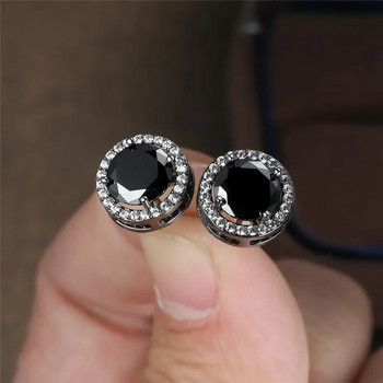 Πολυτελή χαριτωμένα στρογγυλά σκουλαρίκια από μαύρη πέτρα με καρφιά Vintage μόδας χρυσό/μαύρο/ροζ χρυσό/ασημί σκουλαρίκια για γυναίκες Γαμήλια κοσμήματα