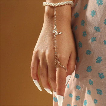 Μόδα μενταγιόν πεταλούδα βραχιόλι καρπού για γυναίκες Gothic punk δαχτυλίδι βραχιόλια Καλοκαιρινή αισθητική κοσμήματα
