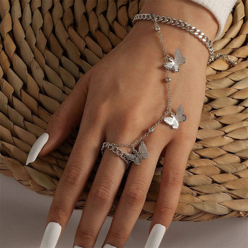 Μόδα μενταγιόν πεταλούδα βραχιόλι καρπού για γυναίκες Gothic punk δαχτυλίδι βραχιόλια Καλοκαιρινή αισθητική κοσμήματα