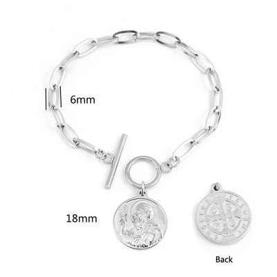 Käevõrud naistele San Benito Saint Benedicti medal Jumalaema võluripats, roostevabast terasest ehted