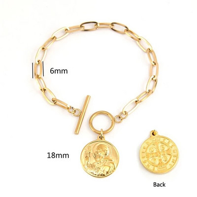 Käevõrud naistele San Benito Saint Benedicti medal Jumalaema võluripats, roostevabast terasest ehted