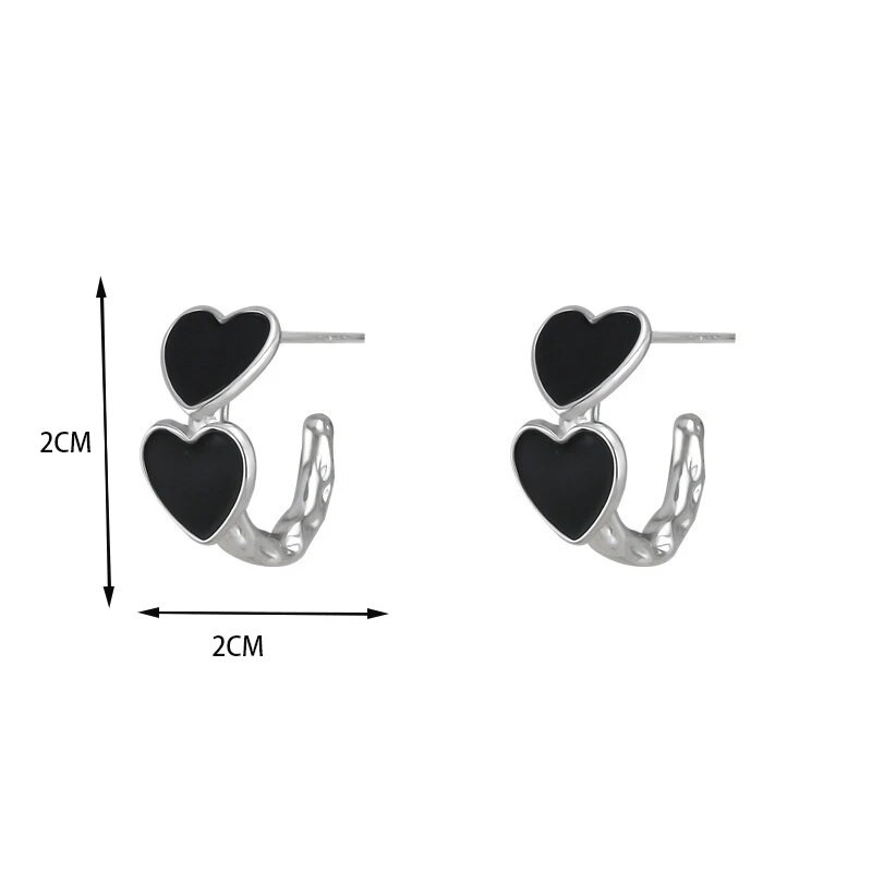 Vintage gotu melnas emaljas sirds auskari sievietēm Mode, saldi dobi metāla C formas auskari ballīšu rotaslietas estētiski