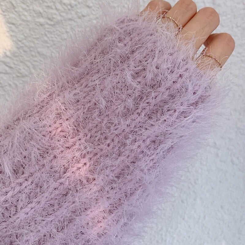 Prabangus V formos audinės kašmyro megztinis megztinis Moherio nertas megztinis Paltas laisvalaikio žibintuvėlis rankovėmis Džersis Mujer Sueters De Mujer