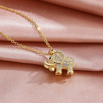 Εξαιρετικό κολιέ με μικροένθετο χάλκινο 3D κολιέ ελέφαντα για γυναίκες Γούρι Ζώο κοσμήματα δώρο γενεθλίων για κορίτσια