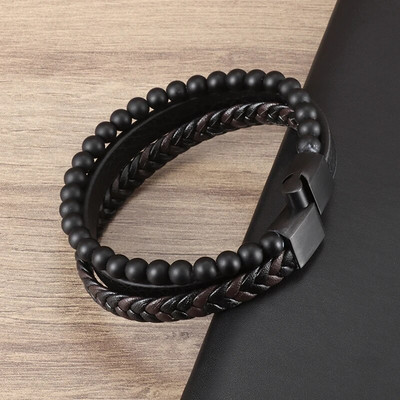 Kūrybinga odinė austinė apyrankė, metalinė motociklo vyrų apyrankė, pankroko vakarėlio papuošalai, dovana