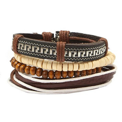 Nauja Raided Wrap odinė apyrankė vyrams Vintage Life Tree vairo žavesys mediniai karoliukai etninės genties apyrankės virvelės apyrankės papuošalai