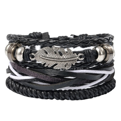 Nauja Raided Wrap odinė apyrankė vyrams Vintage Life Tree vairo žavesys mediniai karoliukai etninės genties apyrankės virvelės apyrankės papuošalai