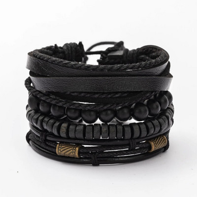 Nauja Raided Wrap odinė apyrankė vyrams Vintage Life Tree vairo žavesys mediniai karoliukai etninės genties apyrankės virvelės apyrankės papuošalai