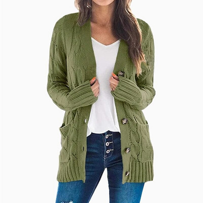 Μπροστινή ζακέτα πουλόβερ Ρούχα γυναικεία μακρυμάνικα καλώδια πουλόβερ πλεκτό Πλεκτό πουλόβερ Φαρδύ μπουφάν Χειμερινές μπλούζες Πουλόβερ Pull Femme 22840