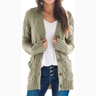 Μπροστινή ζακέτα πουλόβερ Ρούχα γυναικεία μακρυμάνικα καλώδια πουλόβερ πλεκτό Πλεκτό πουλόβερ Φαρδύ μπουφάν Χειμερινές μπλούζες Πουλόβερ Pull Femme 22840