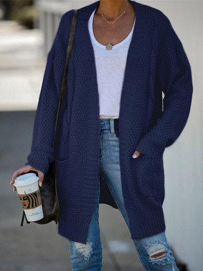 Fitshinling Pockets Twist női kardigánok Kötött téli kabát Vintage Slim Holiday Boho Slim hosszú kardigán női kötöttáru Új