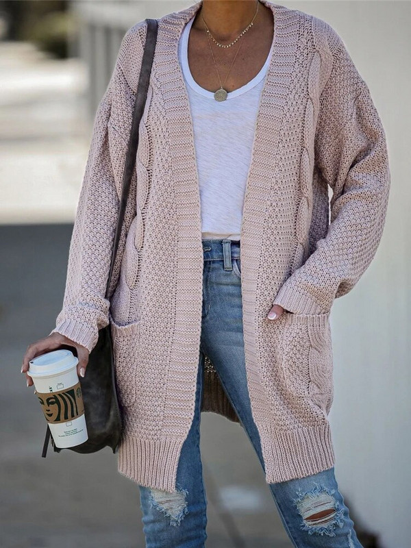 Fitshinling Pockets Twist női kardigánok Kötött téli kabát Vintage Slim Holiday Boho Slim hosszú kardigán női kötöttáru Új