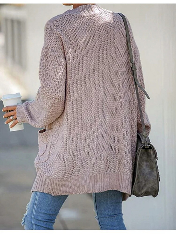 Fitshinling Pockets Twist női kardigánok Kötött téli kabát Vintage Slim Holiday Boho Slim hosszú kardigán női kötöttáru Új