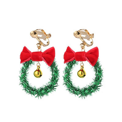 Ziemassvētku klips uz auskaru komplekts Ziemassvētku eglīte brūns alnis sniegavīrs Ziemassvētku vecīša zvans bez caurduršanas auskari sievietēm meitenēm Ziemassvētku dāvana
