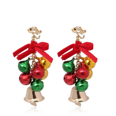 Ziemassvētku klips uz auskaru komplekts Ziemassvētku eglīte brūns alnis sniegavīrs Ziemassvētku vecīša zvans bez caurduršanas auskari sievietēm meitenēm Ziemassvētku dāvana