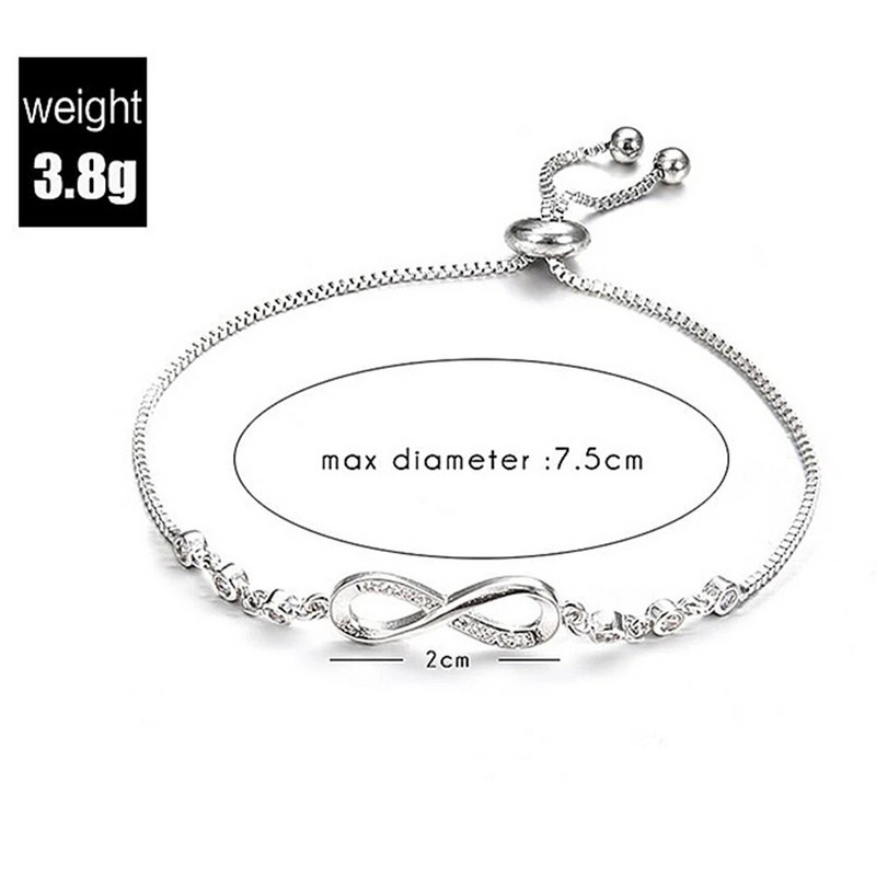 Moodne Crystal Infinity käevõru naistele, suvel reguleeritav CZ lõputu armastuse võlu tennise käevõru sünnipäeva ehte kingitus