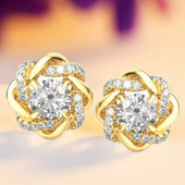 Modes apzeltīts cirkons, ziedu auskari, auskari, saderināšanās auskari sievietēm, kāzu rotaslietas, jubilejas dāvanas