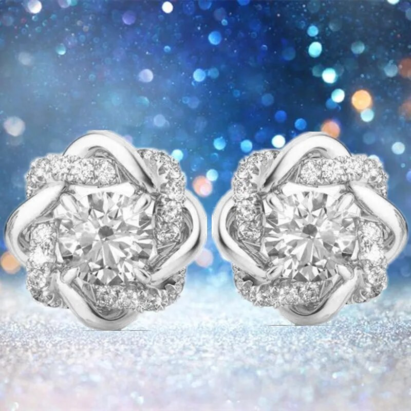 Modes apzeltīts cirkons, ziedu auskari, auskari, saderināšanās auskari sievietēm, kāzu rotaslietas, jubilejas dāvanas