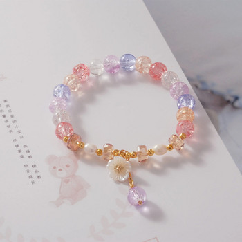Bohemian Lucky Crystal Beaded Bracelet Handmade Pearl Stretch βραχιόλι με κρεμαστό κόσμημα μαργαρίτας για γυναίκες Κοσμήματα για κορίτσια